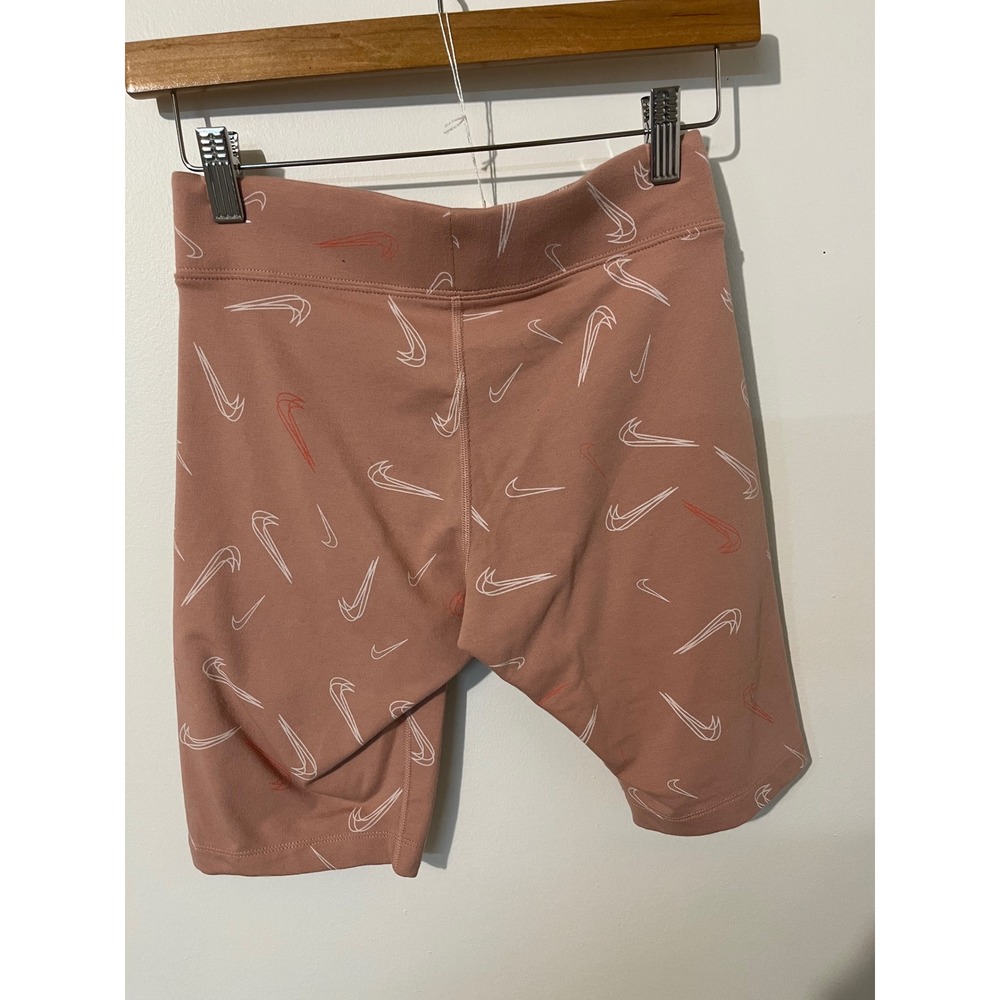 Nike Womens Essential Bike Shorts Pink Swoosh Monogram High Rise Athletic Small - Picture 3 of 3